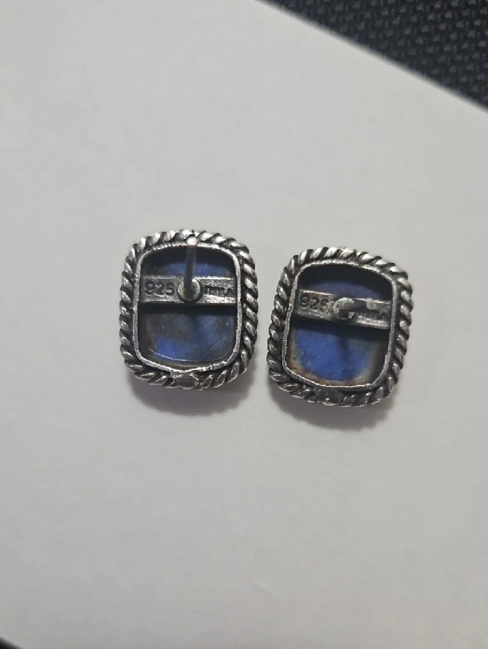 Milor Blue Lapis Cushion Studs - Picture 2 of 2